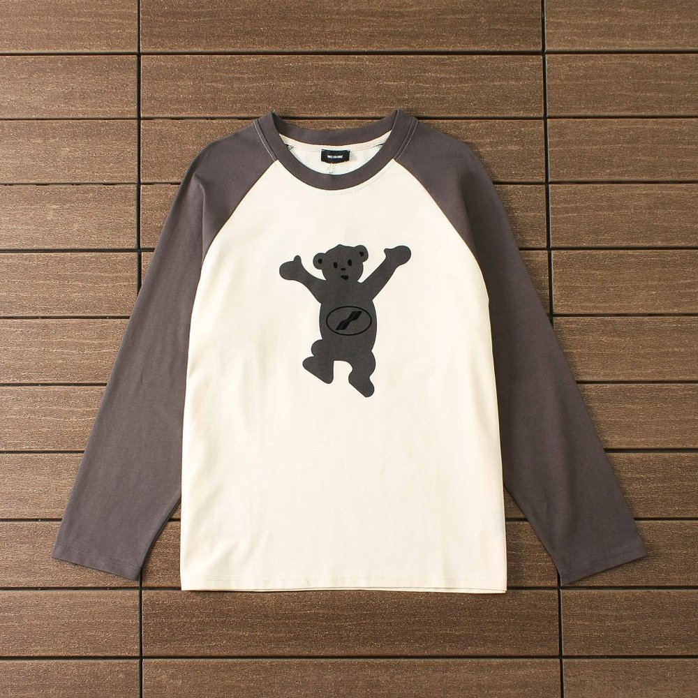 We11 Done Bear Stitching Contrast Color Print Long Sleeve T Shirt